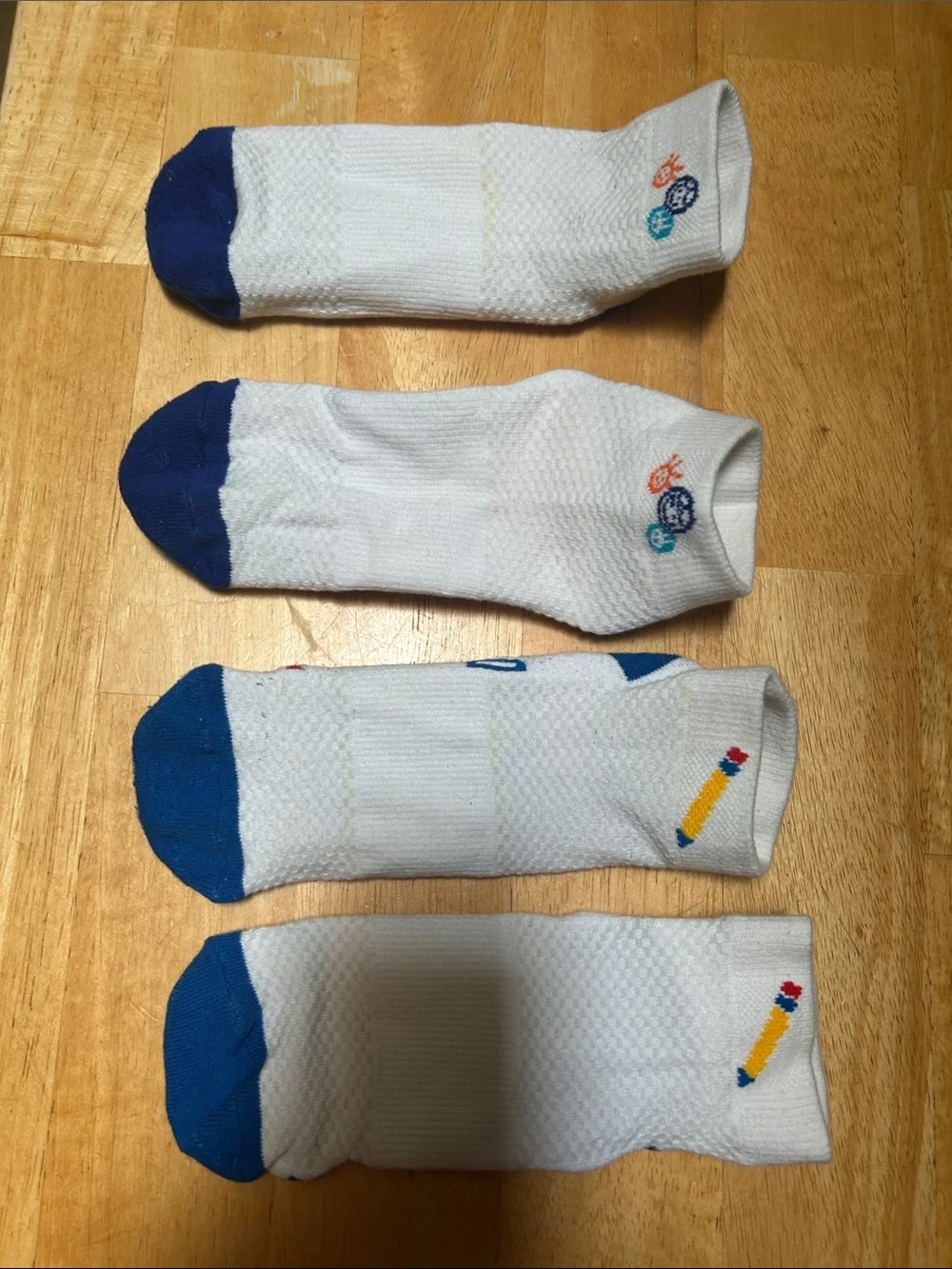 I Teach White Crew Socks with Blue Accents - Teacher Message Set
